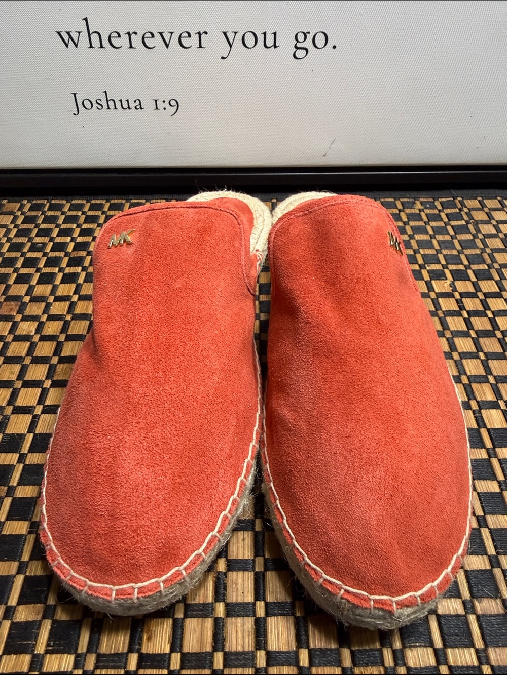 Michael Kors Coral Suede Espadrille Mule with MK Accent